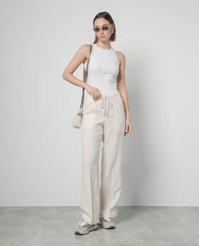 Peserico Beige ribbed top with monil chain S08781J005634