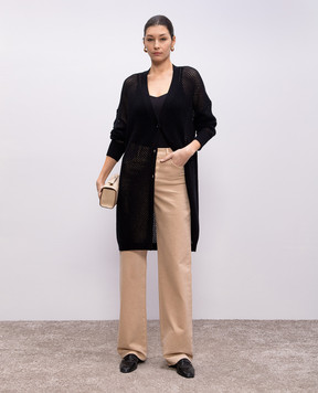 Allude Black openwork cardigan made of wool and cashmere 25217655
