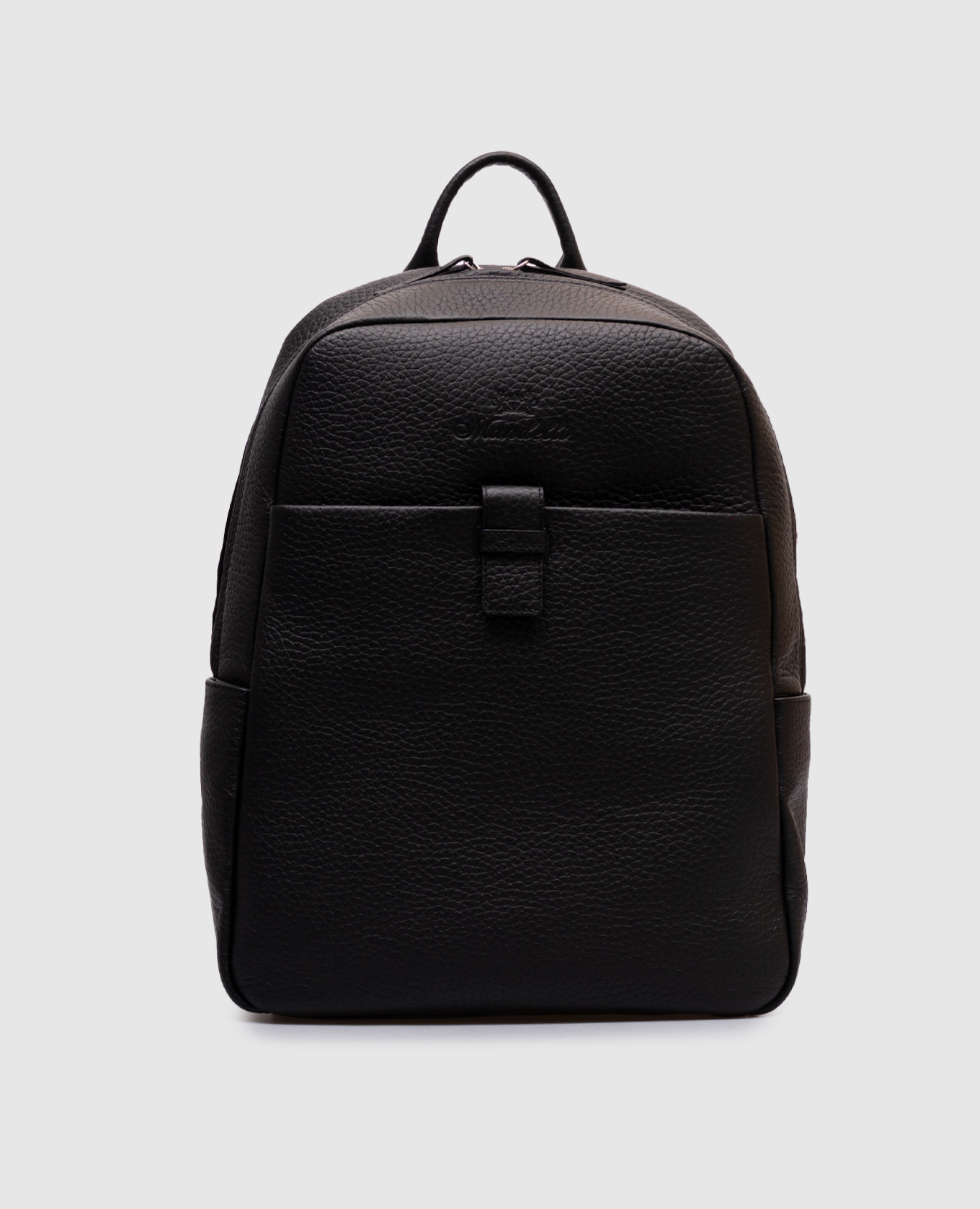 

Johnny black leather backpack with embossed logo Enrico Mandelli