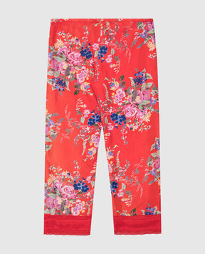 Twinset Children's red silk pants with a floral print GS82E2610