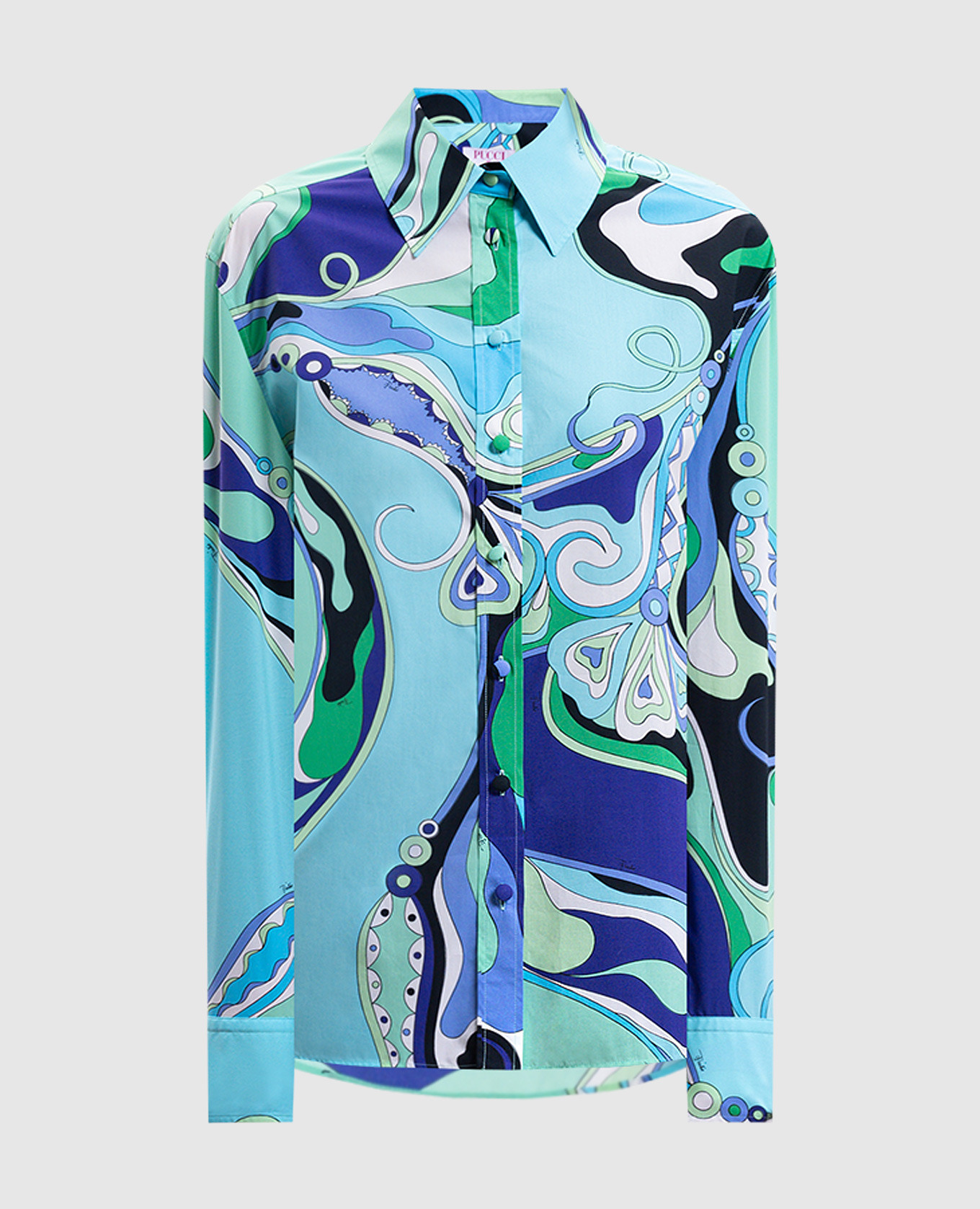 Blue shirt with branded print PUCCI