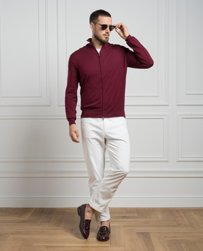 Cashmere&Whiskey Burgundy cardigan with silk and cashmere FS08