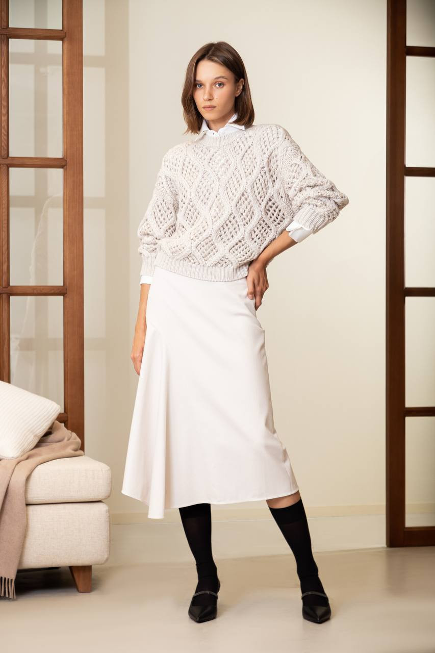

Gray openwork cashmere sweater with sequins Brunello Cucinelli, Grey
