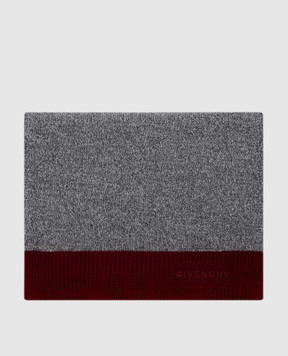 Givenchy Grey cashmere scarf with logo embroidery 710009333001