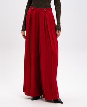 Twinset Red pleated palazzo pants with crystals 242TT2172