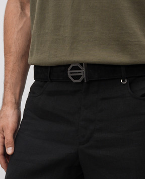 Stefano Ricci Black suede belt with logo N381SDC554U