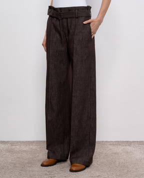 Brunello Cucinelli Brown pants with a monil chain MP125P4012