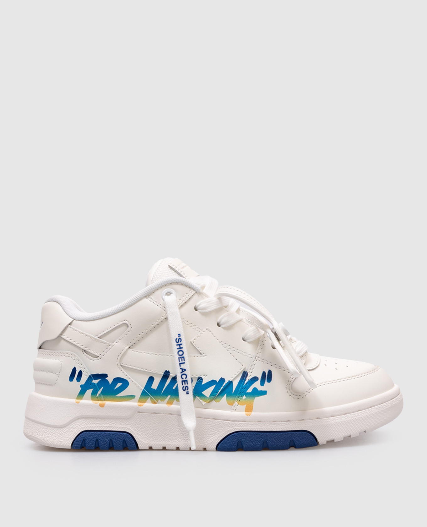 Children&#39;s white leather sneakers with print For walking Off-White