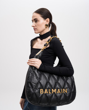 Balmain Black quilted logo tote bag EN1BT929TNDT
