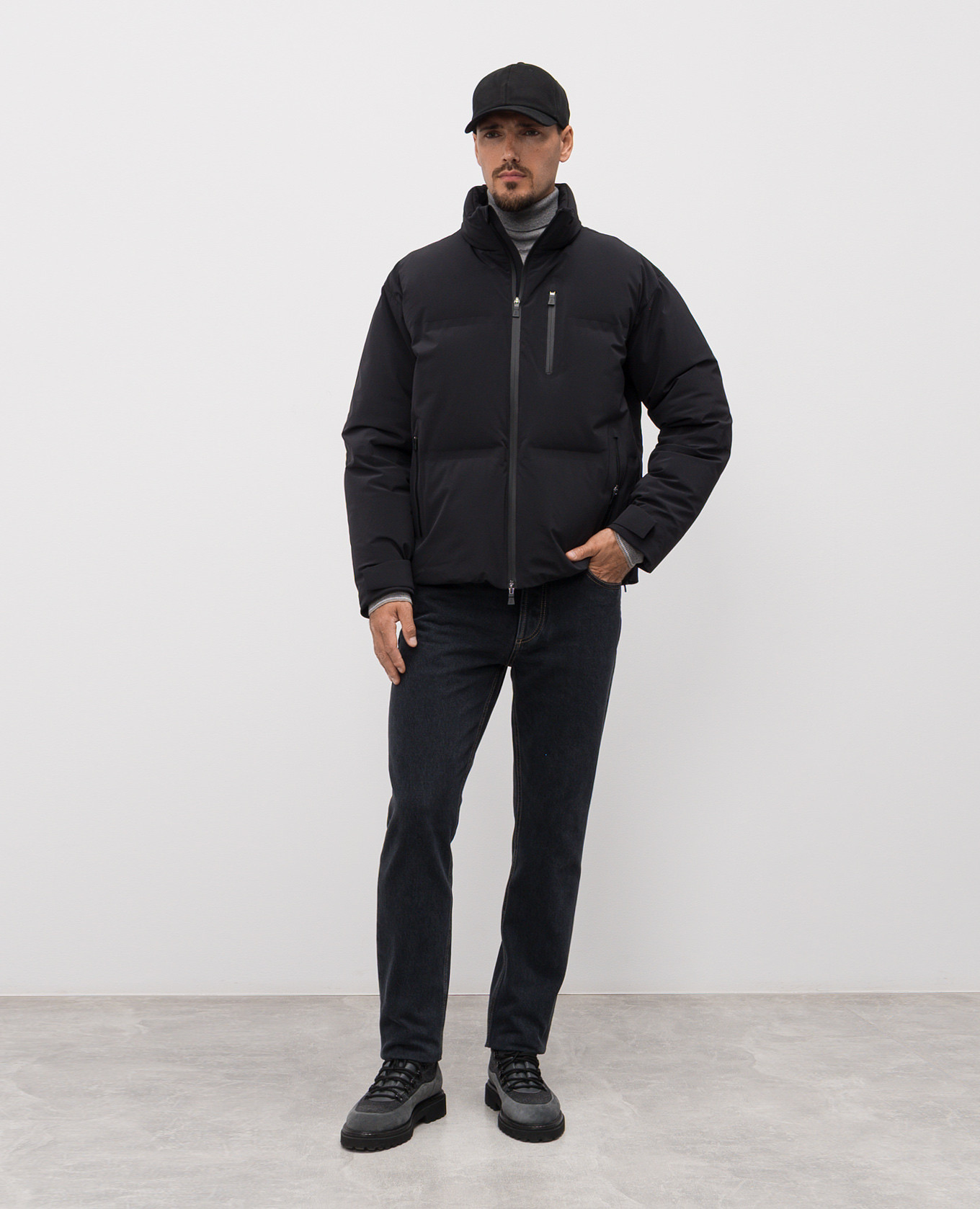

Black down jacket with logo Herno