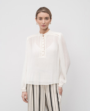Twinset White pleated blouse with linen 251TP2062