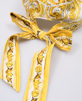 Dolce&Gabbana Children's yellow cap with Majolica print LB5H26FI5JX