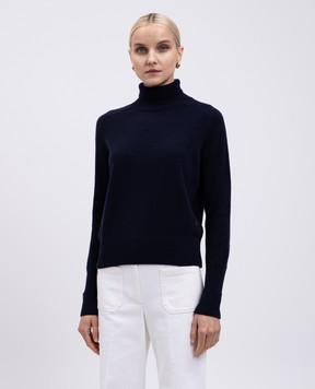 Victoria Beckham Blue wool sweater with embroidered monogram logo 1124KJU005081A