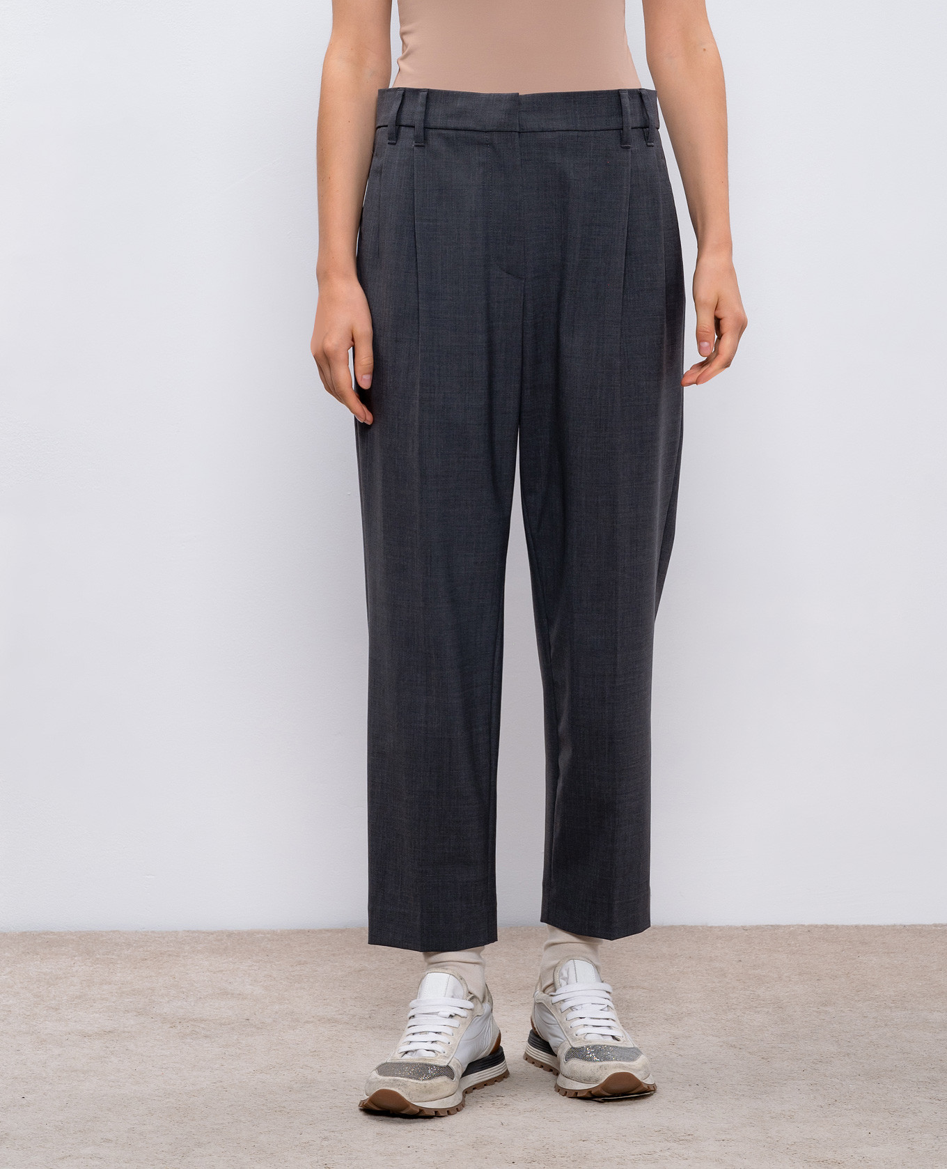 

Gray wool trousers with monil chain Brunello Cucinelli, Grey