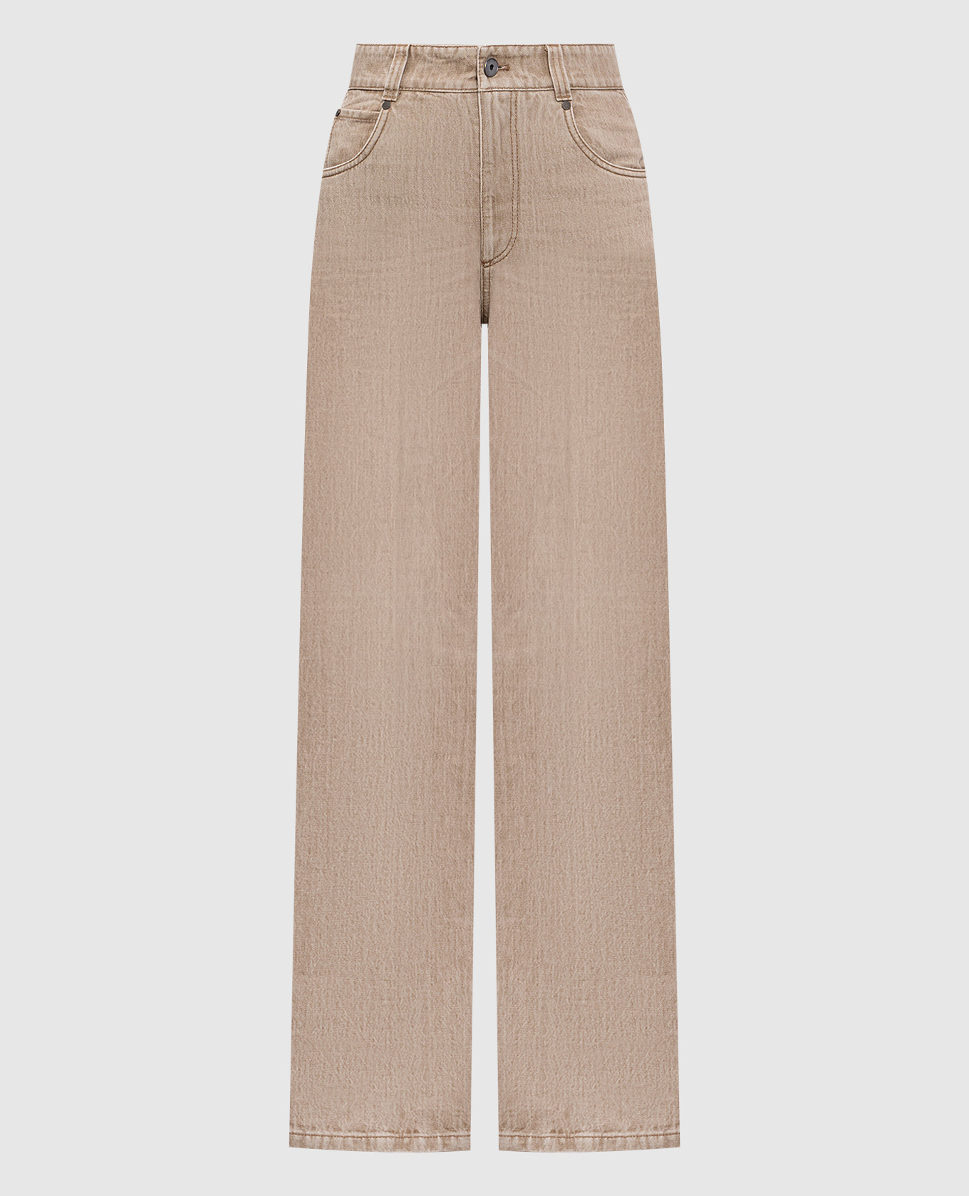 Beige jeans with logo patch Brunello Cucinelli