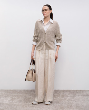 Peserico White striped silk shirt with a figured hem S0630608349