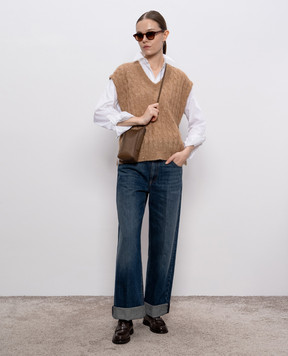 Brunello Cucinelli Beige wool vest with sequins MPG731312P