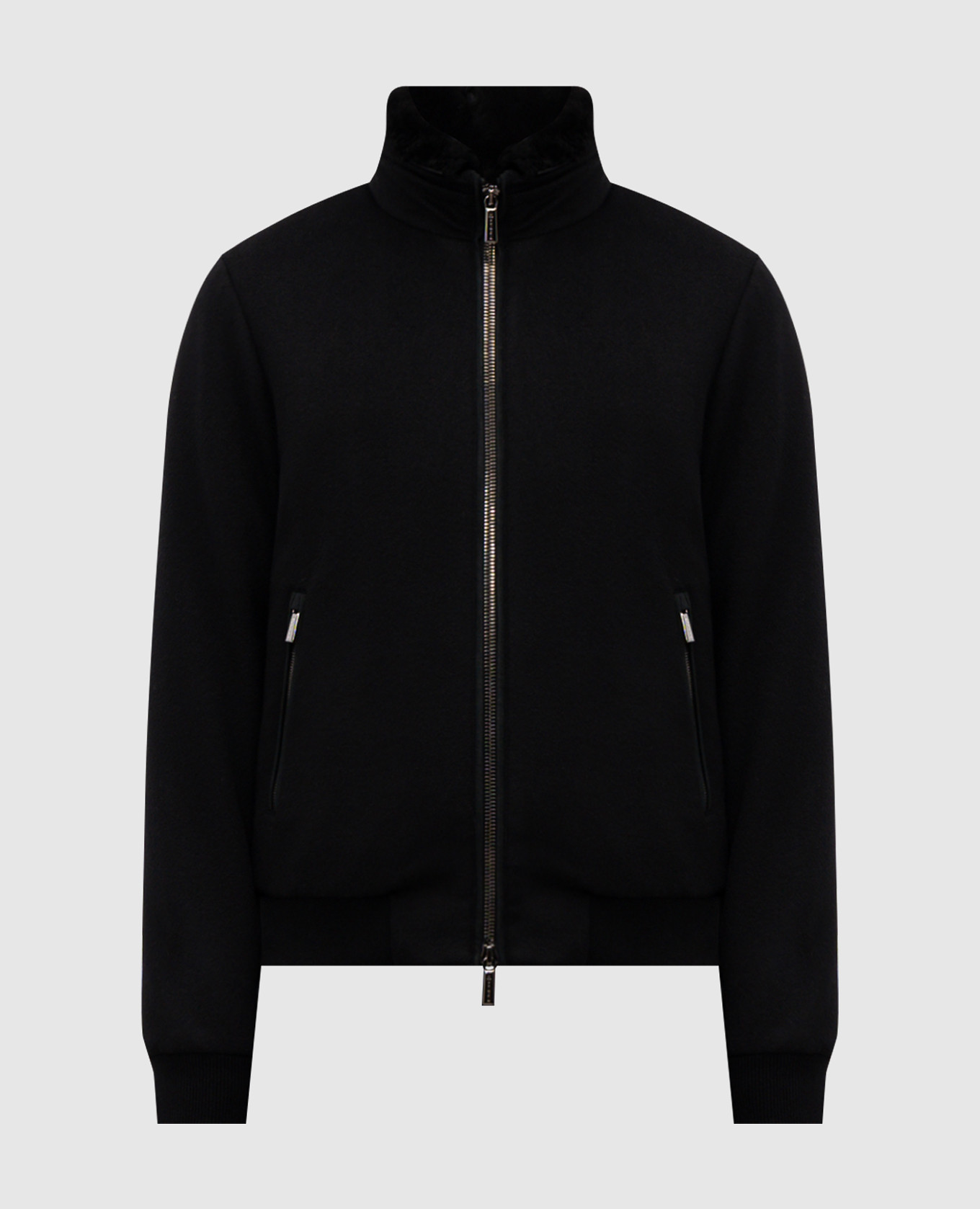 

BELLATI black down jacket made of wool and cashmere with fur MooRER