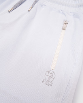 Brunello Cucinelli Children's blue shorts with logo emblem BE854E386C