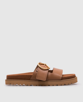 Sergio Rossi Brown leather flip-flops Zambia B11510MMVT06