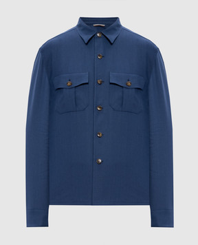 Canali Blue wool and linen shirt AE0257131016