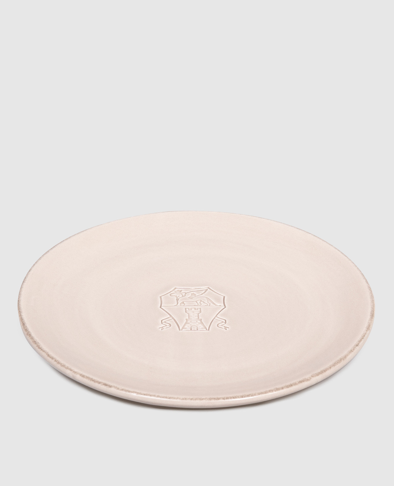 Beige ceramic saucer with logo emblem Brunello Cucinelli