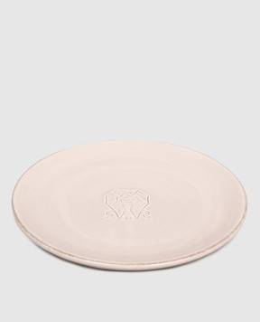 Brunello Cucinelli Beige ceramic saucer with logo emblem MLCERB2002