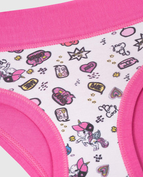 RiminiVeste Emy Bimba Baby Pink Unicorn Print Briefs With Lettering B2823