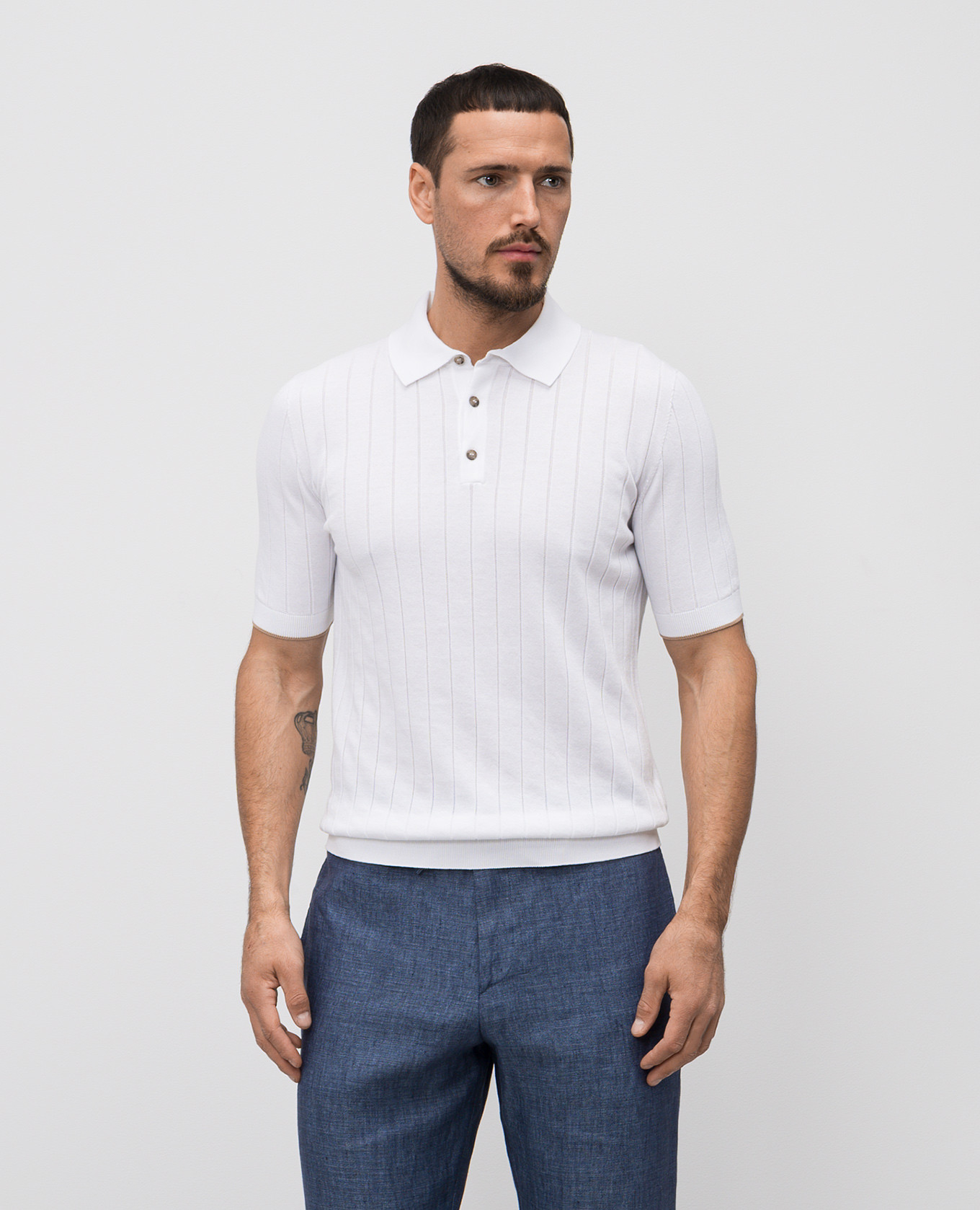 

White striped polo shirt Peserico