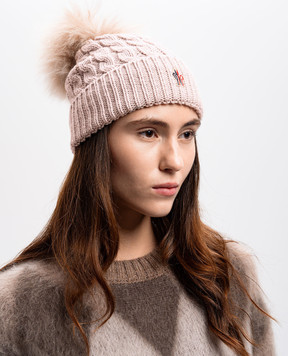 Moncler Grenoble Pink hat made of wool with a pompon J20983B000080402A
