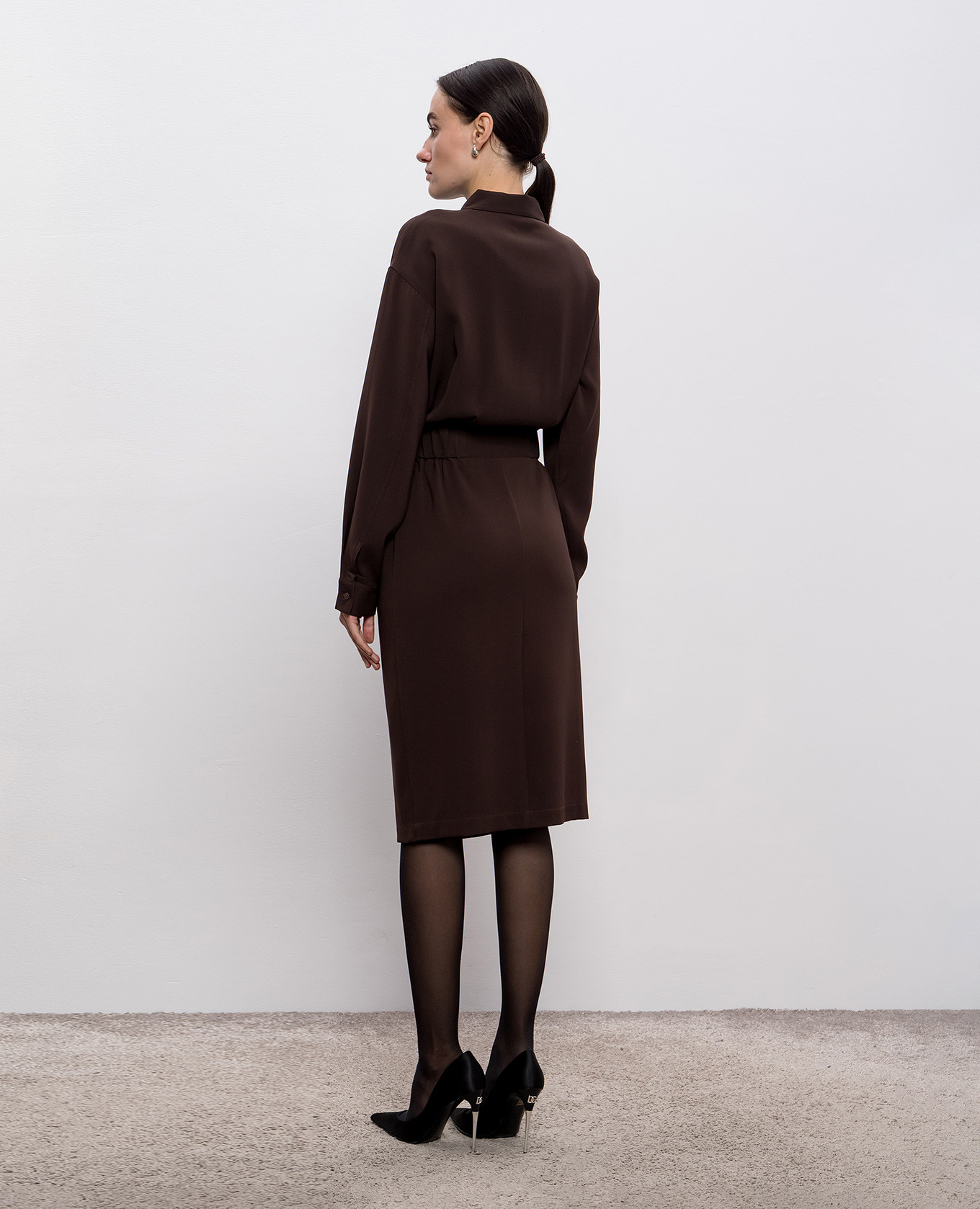 Brown silk shirt dress Jacob Lee 4