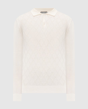 Canali Beige merino wool polo shirt with a pattern MK02358C1134