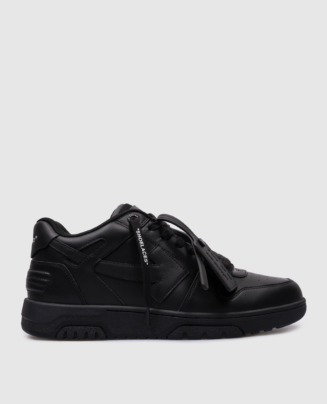 Out of office black leather sneakers off-white