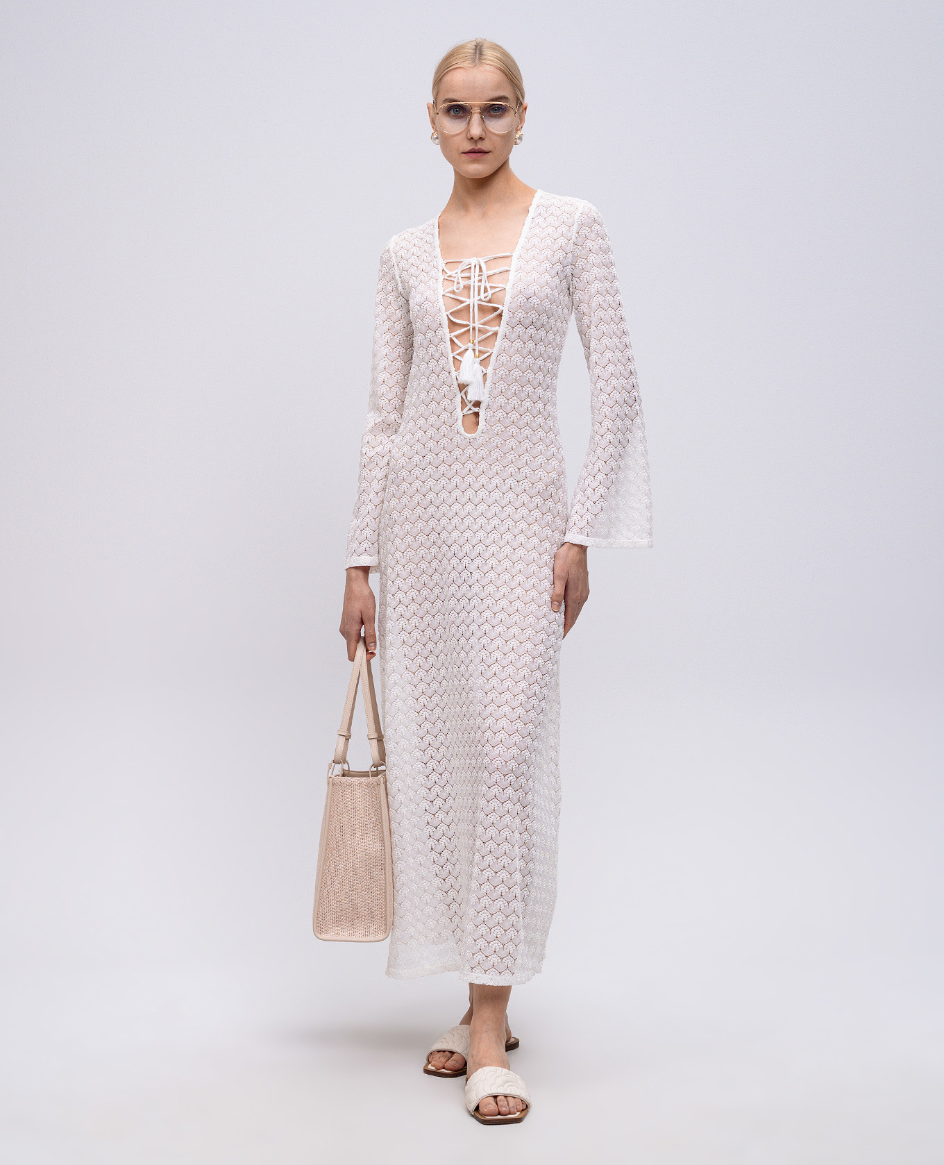 

White dress with openwork pattern Twinset