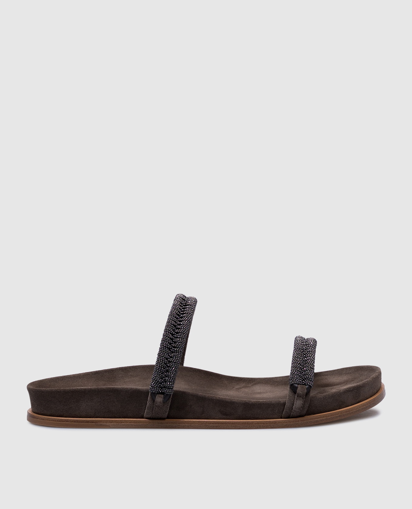

Brown suede flip-flops with a monil chain Brunello Cucinelli
