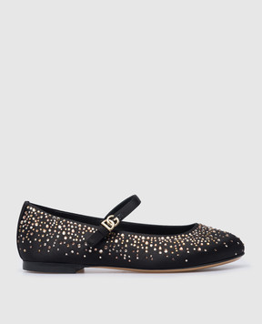 Dolce&Gabbana Children's black ballet shoes with crystals D11274A5723