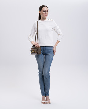 Balmain White jumper with crazy pattern FF1KD090KI63