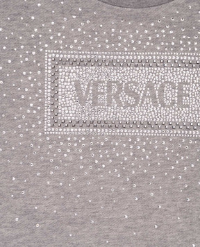 Versace Children's gray melange sweatshirt with crystals 10003261A11465