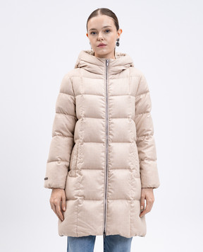 Peserico Beige quilted down jacket with monil chain S24105D01945