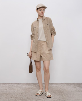 Brunello Cucinelli Beige linen shirt with monil chain MD698RA506