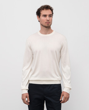 Dolce&Gabbana Beige silk jumper with DG logo monogram embroidery GXX02ZJBSLV