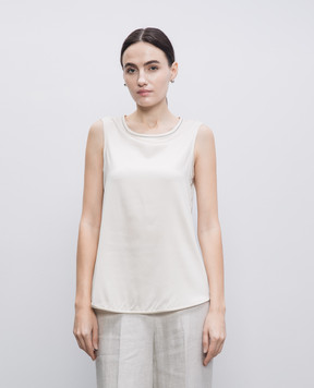 Peserico Beige silk top with monil chain S08893D02372