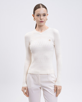Twinset White ribbed pullover 252TP3241