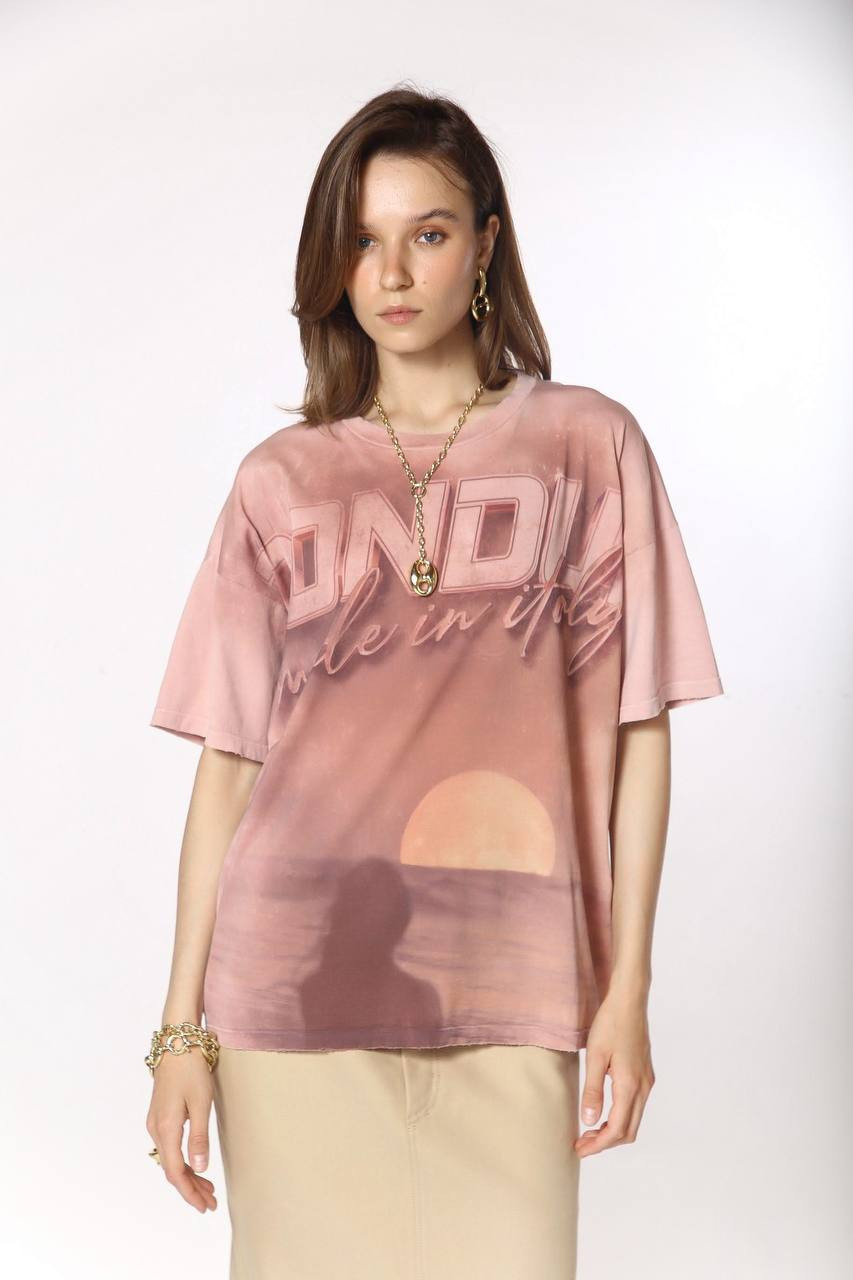 

Pink T-shirt with logo print Dondup
