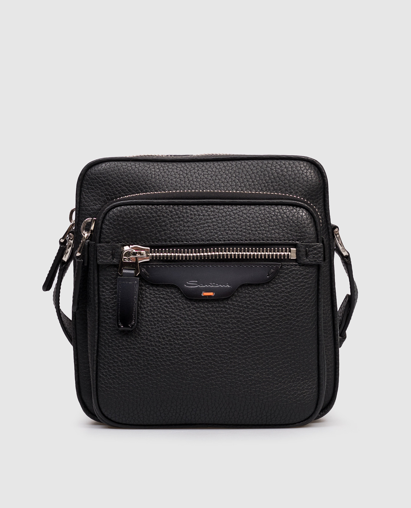 

Black leather bag with logo Santoni