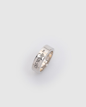 Off-White Silver ring with logo engraving OMOC07GS25MET001