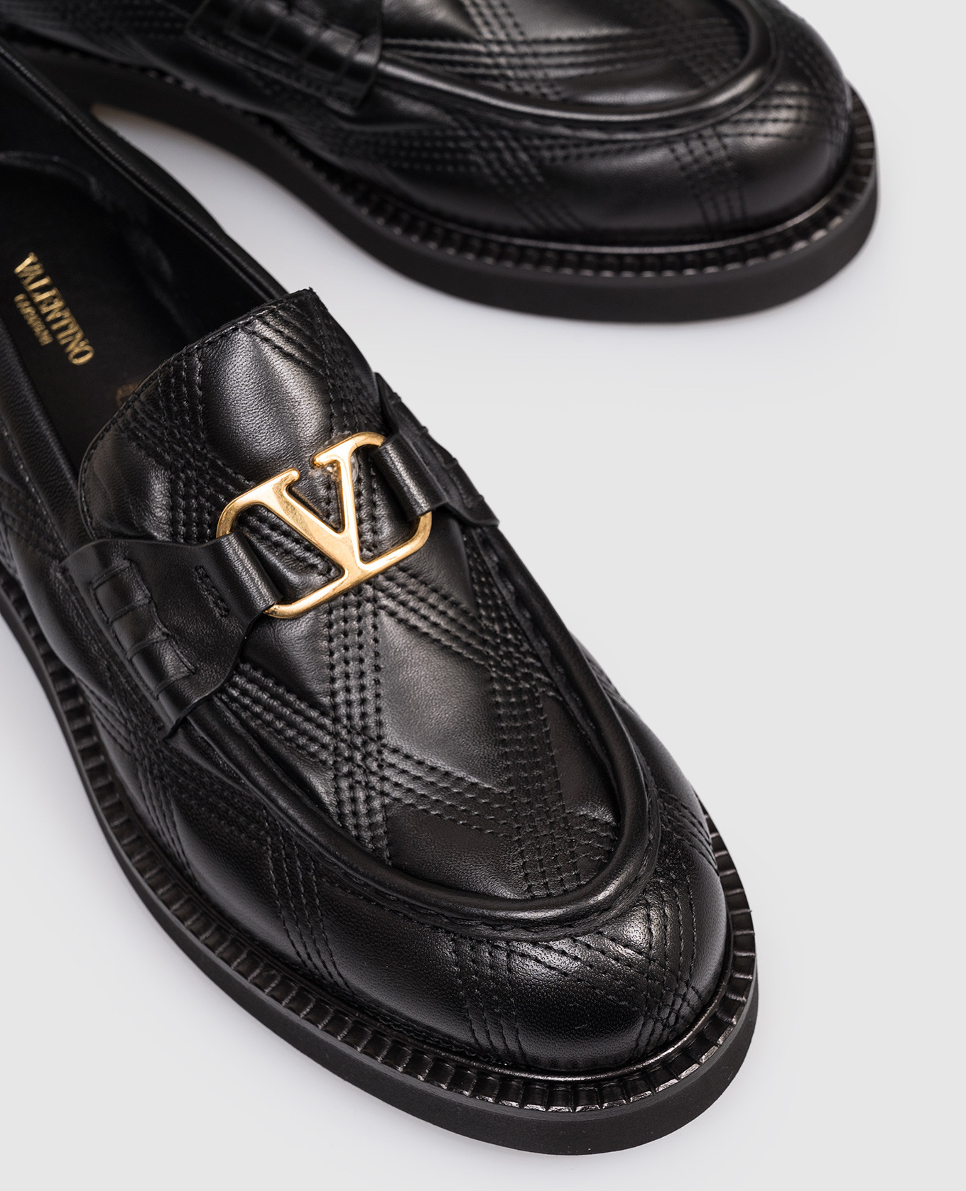 

Black leather loafers with VLogo emblem Valentino