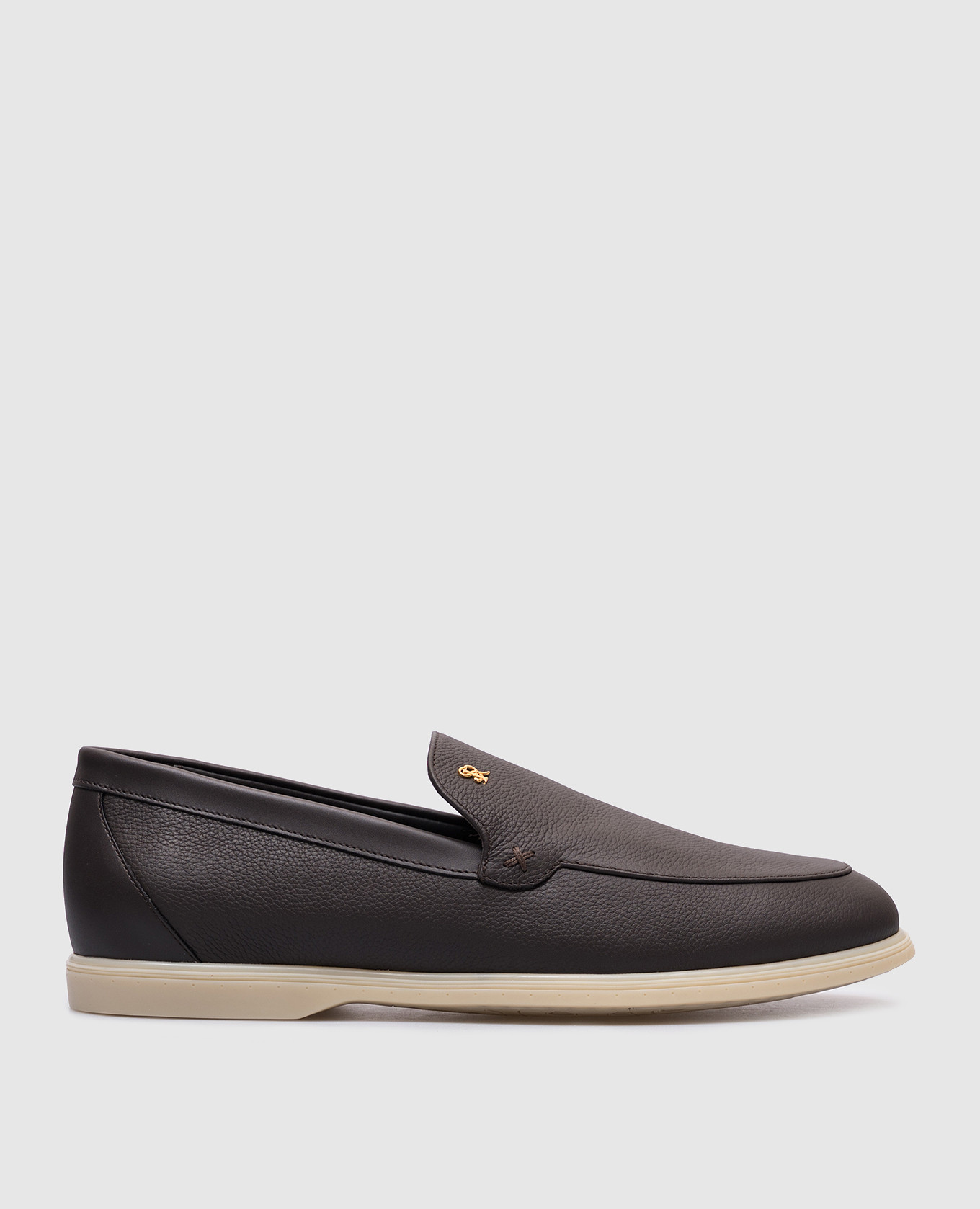

Brown leather loafers with monogram logo Stefano Ricci