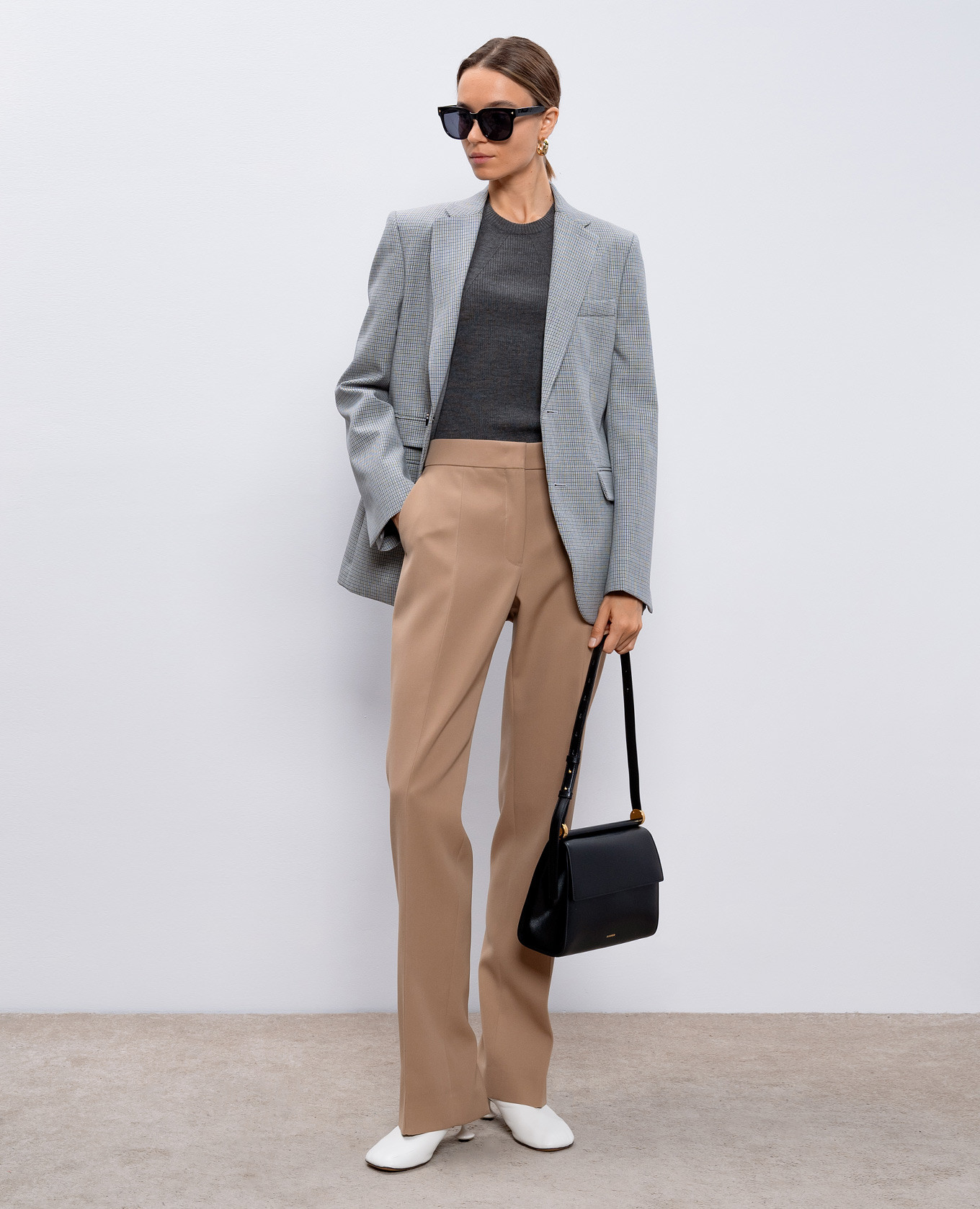 

Beige pants made of wool with slits Jil Sander