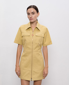 Casablanca Yellow shirt dress with emblem pattern WPF25DR16401